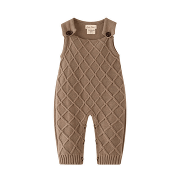 Baby Plaid Knitted Strap Romper