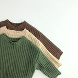 Toddler Vintage Solid Color Retro Style Knitted Sweater