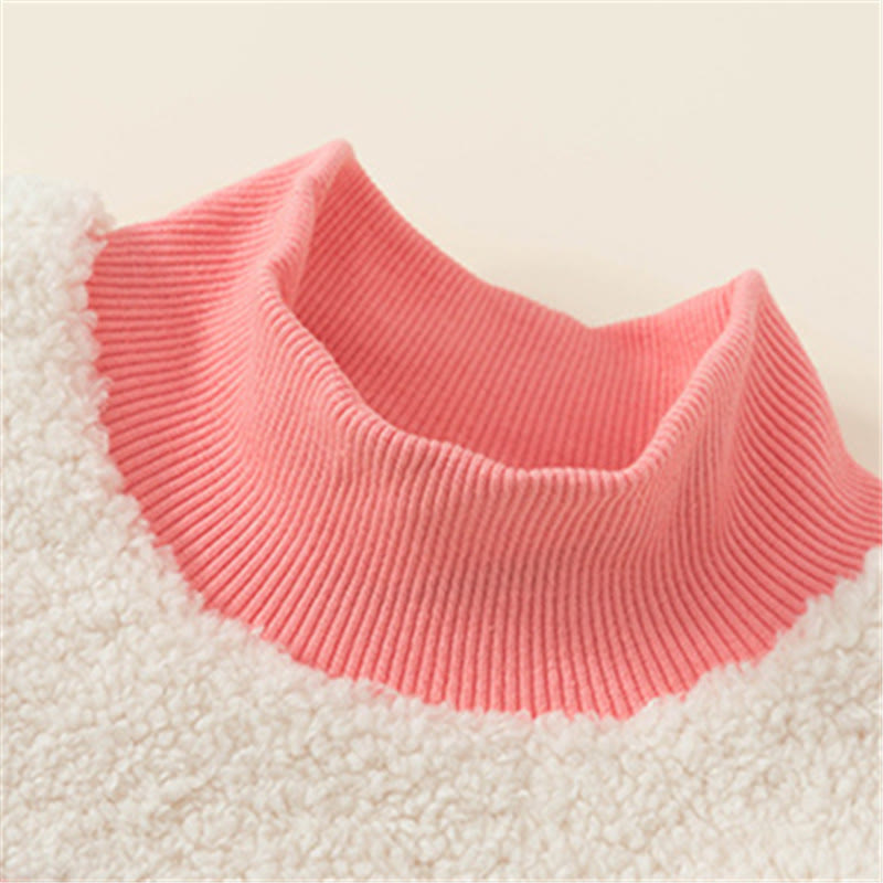 SAY Toddler Girl Fleece Contrast Sleeves Sweatshirt