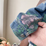 Toddler Girl Denim Flower Leaves 2 Pieces Set