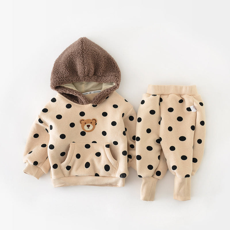 Baby Bear Dots Hooded Fleece 2 Pieces Set