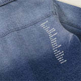 Toddler Blue Denim Slogan Collar Coat