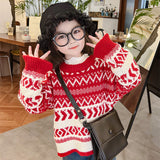 Toddler Girl Vintage Christmas Knitted Sweater