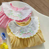Toddler Girl Embroidered Flower Bow Dress