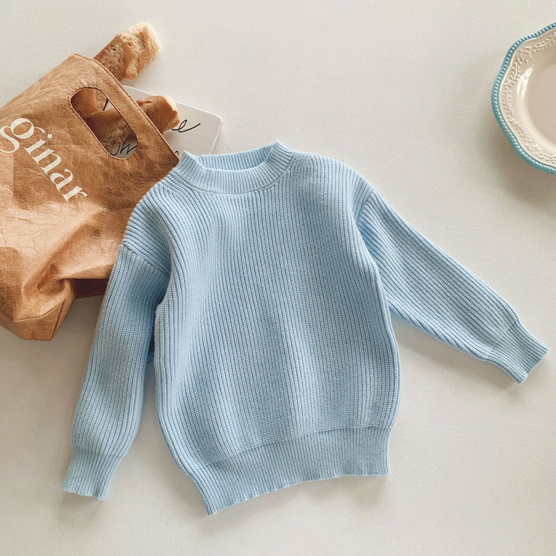 Toddler Solid Color Thin Ribbed Sweater