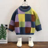 Toddler Boy Multicolor Plaid Loose Sweater