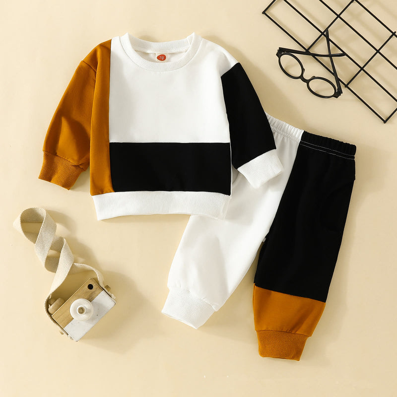 Baby Design Color Block Sweatsuit 2 Pieces Set