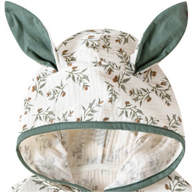 Toddler Green Leaves 3D Ears Hooded Cloak