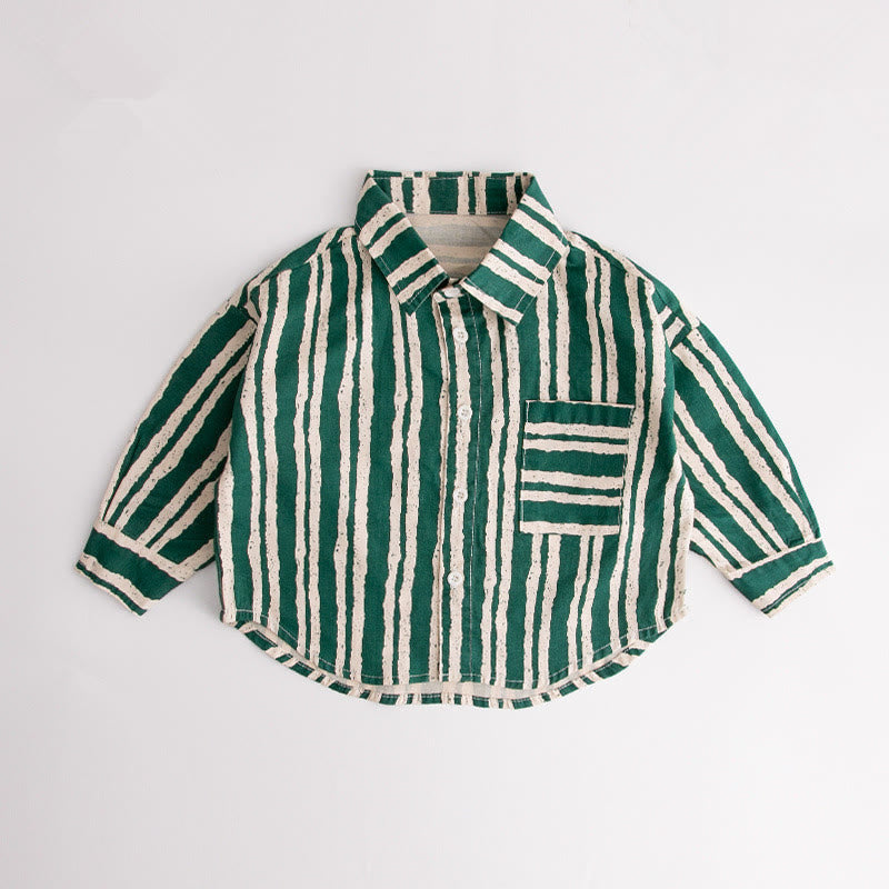 Toddler Boy Striped Green Shirt