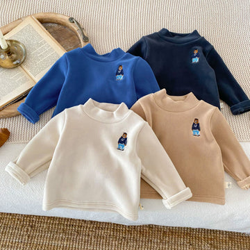 Baby Toddler Fleece High Collars Bear T-shirt