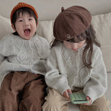 Toddler Colour Mixture Knitted Plaid Cardigan