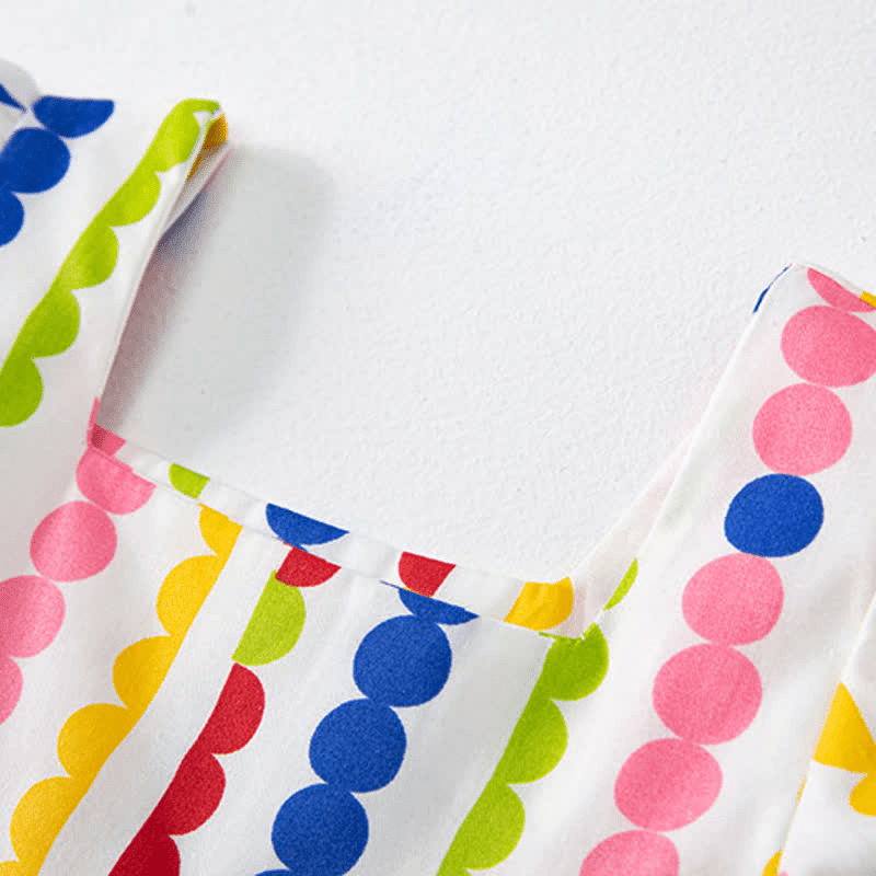 Toddler Colorful Dot Square Neck Dress
