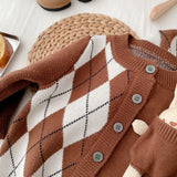 Toddler Diamond Pocket Bunny Color Block Cardigan
