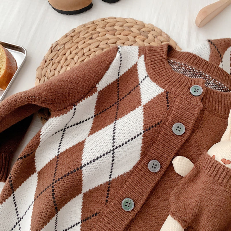 Toddler Diamond Pocket Bunny Color Block Cardigan