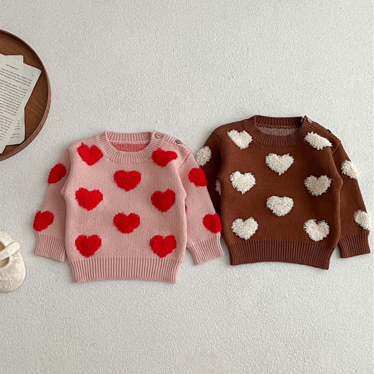 Baby Knitted 3D Heart Jacquard Sweater