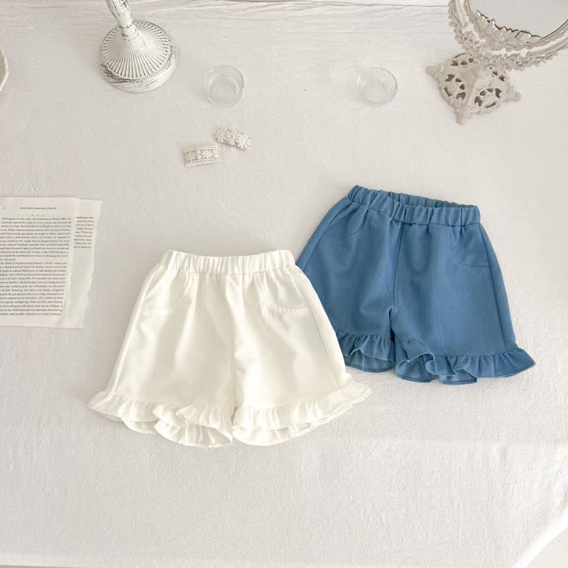 Baby Solid Color Fungus Edge Shorts