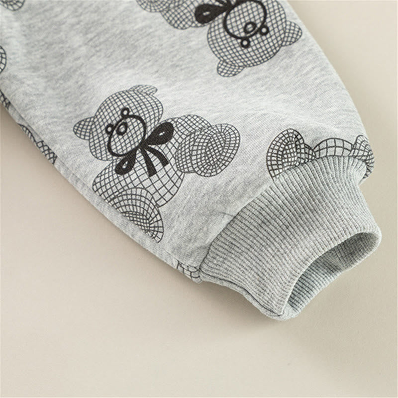 Toddler Bow Teddy Bear Casual Sweatshirt