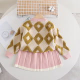 Toddler Girl Flower Diamond Dress 2 Pieces Set