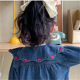 Toddler Girl Denim Heart Collar Blouse