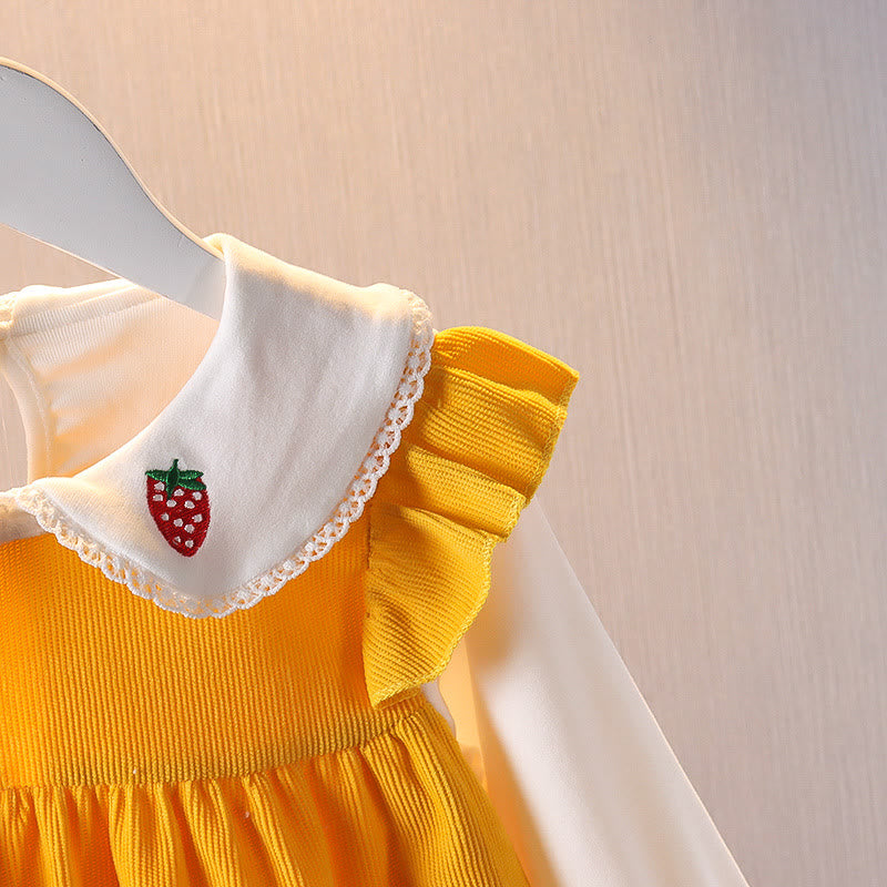 Baby Toddler Girl Strawberry Fake 2 Pcs Dress
