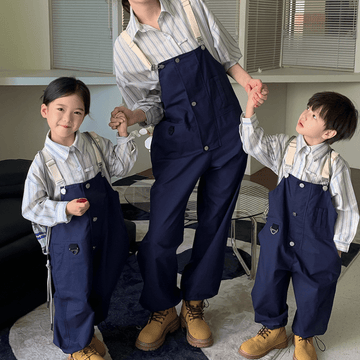 Mommy and Me Solid Color Cargo Overalls
