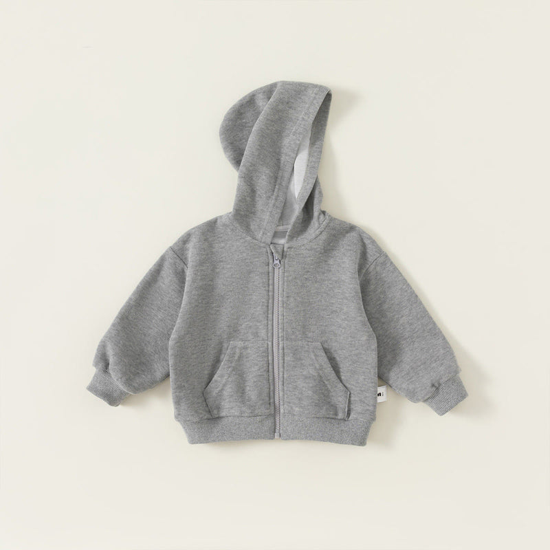 Toddler Casual Loose Solid Color Hooded Zipper Coat