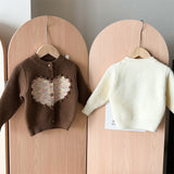 Toddler 3D Dots Heart Knitted Cardigan