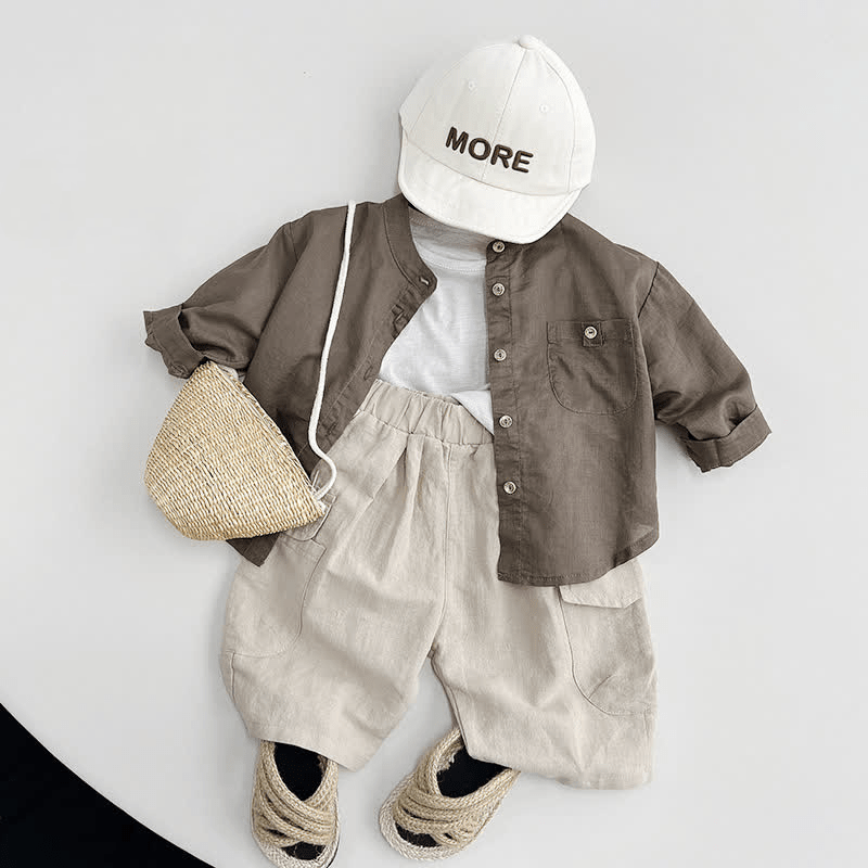 Toddler Solid Color Crew Neck Casual Tee