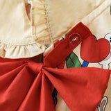 Toddler Girl Bunny Bow Lapel Collar Lace Trim Dress
