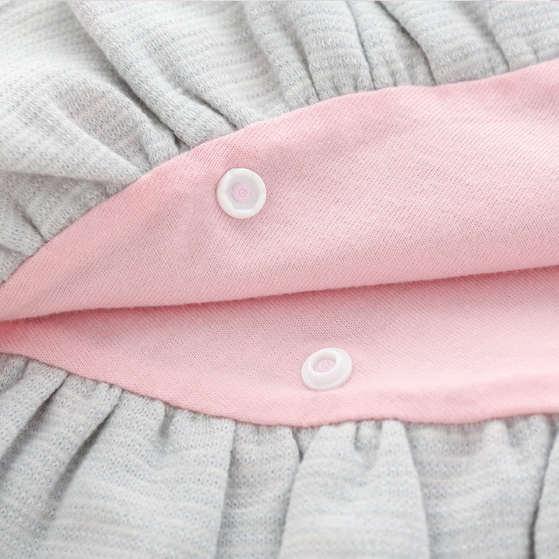 Toddler Girl Dots Bow Hooded Grey Cloak