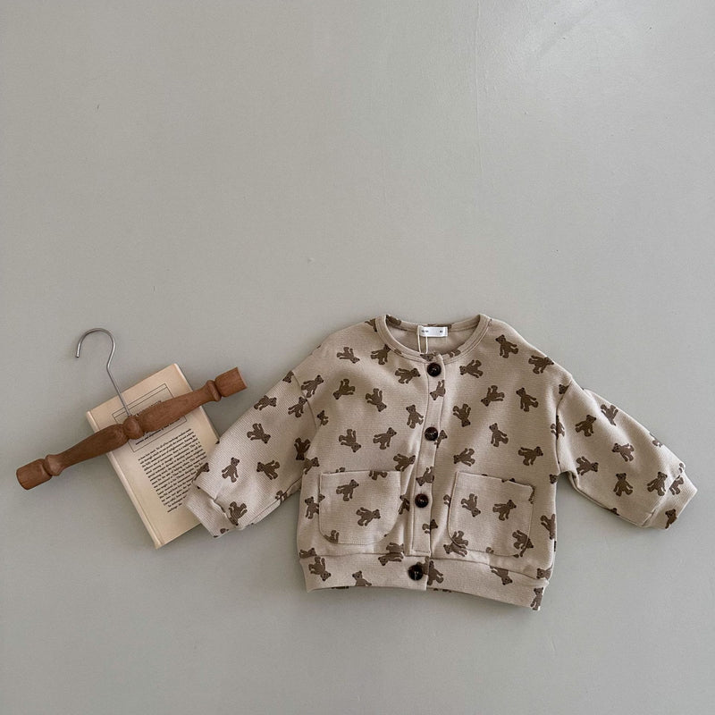 Toddler Lovely Cartoon Bear Button Cardigan