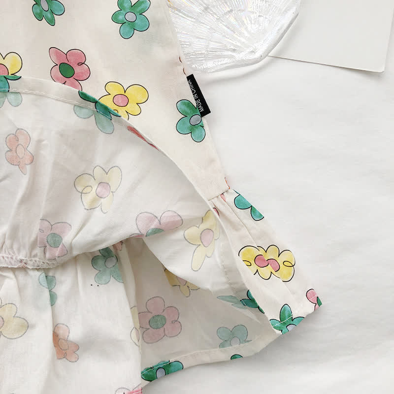 Toddler Girl Square Neck Flower Dress