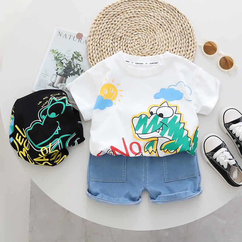 DINO Baby Toddler Tee and Denim Shorts Set