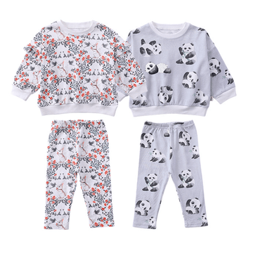 Baby Animal Leaf Flower Sweatsuit 2 Pieces Set
