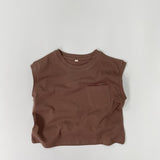 Toddler Boy Solid Color Crew Neck Pocket Tank Top