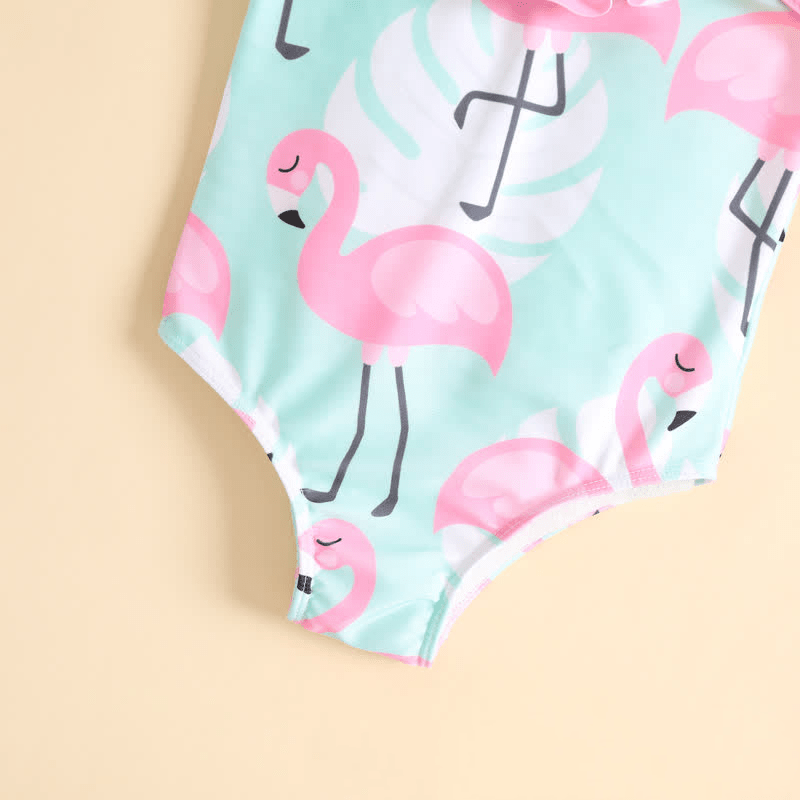 Toddler Girl Ruffled Flamingo Swimsuit