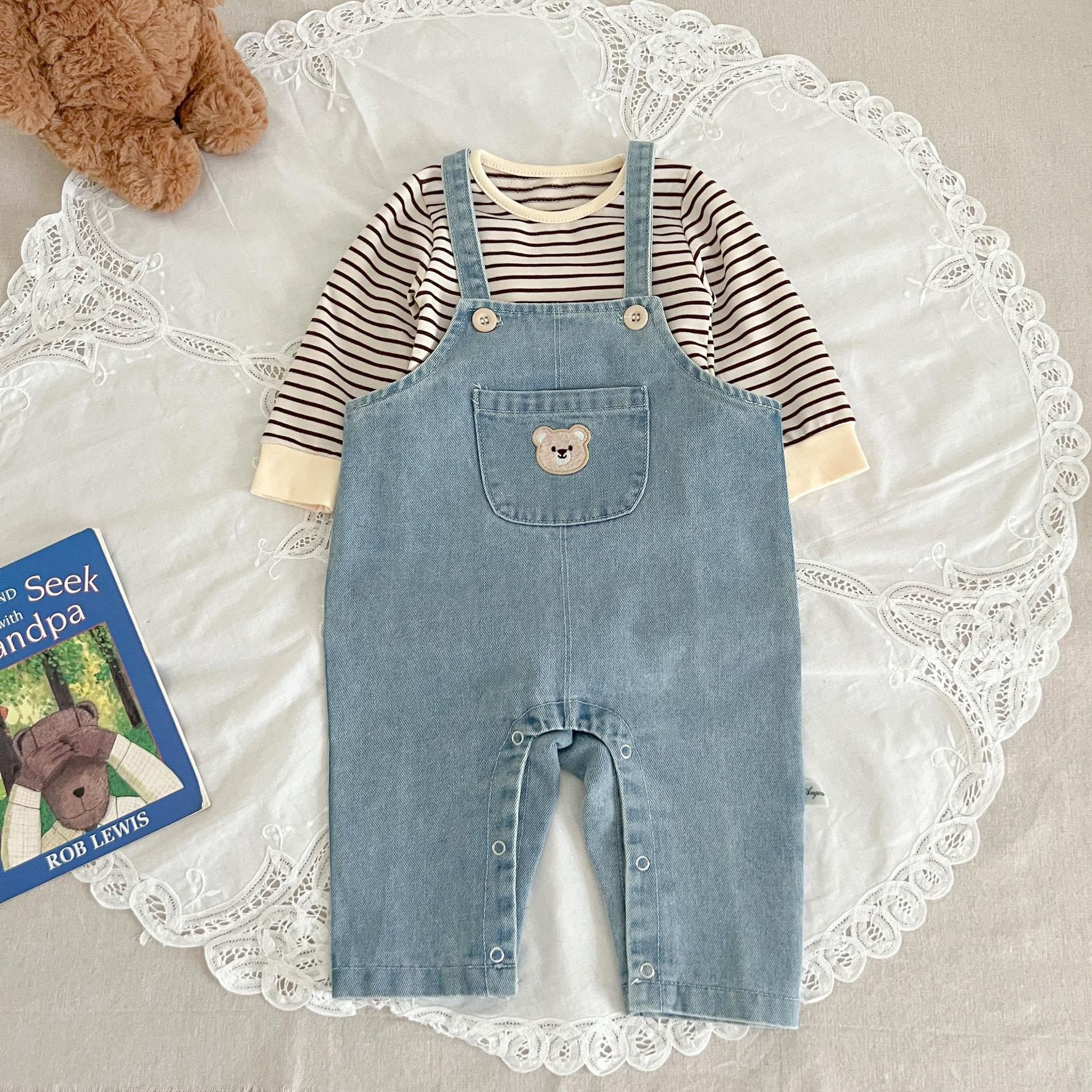 Baby Denim Bear Blue Overalls