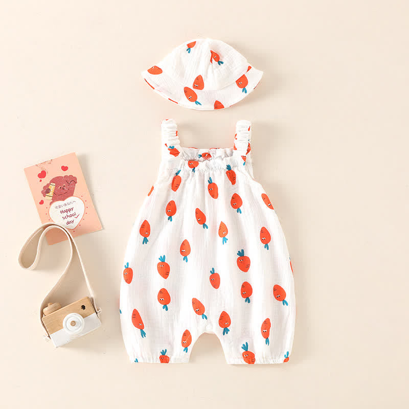 Baby Carrot Strap Overall with Hat