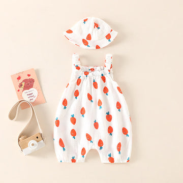 Baby Carrot Strap Overall with Hat