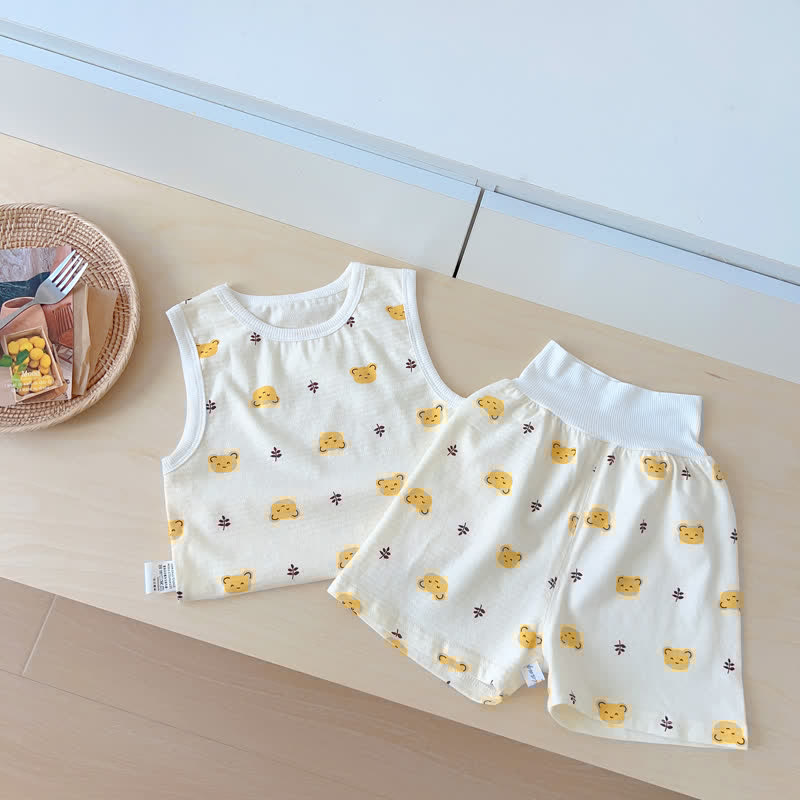 Toddler Bunny Bear Sleeveless Pajamas Set