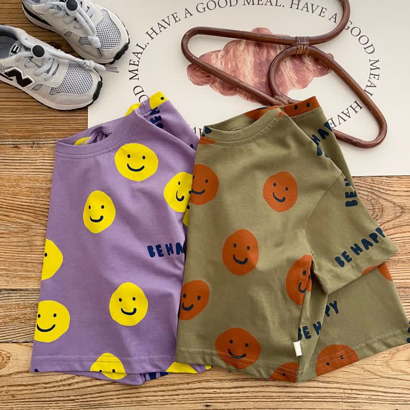 BE HAPPY Baby Toddler Smiley Tee and Shorts Set