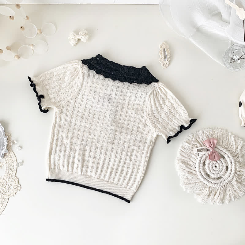 Baby Toddler Hollow Out Lapel Knitted Tee