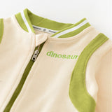 DINOSAUR Baby Casual Slogan Zipper Green Coat Pants