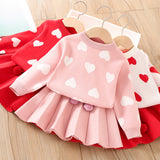 Toddler Girl Heart Sweater and Skirts Set