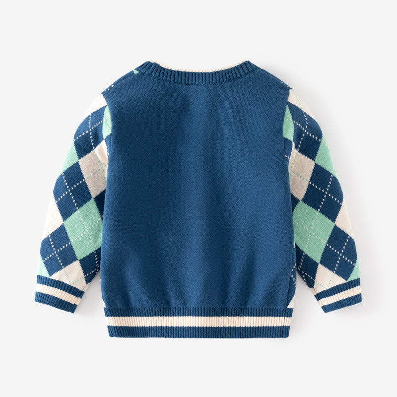 Toddler Diamond Color Block V-neck Cardigan