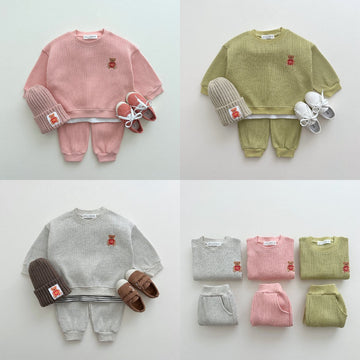 Baby Bear Waffle Sweatsuit 2 Pieces Set