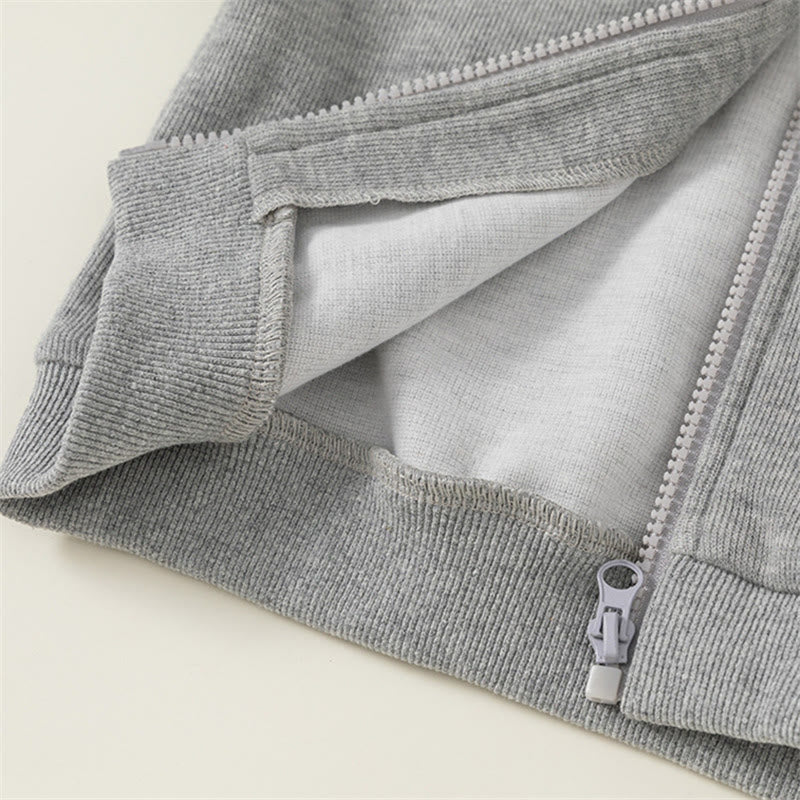 Toddler Casual Loose Solid Color Hooded Zipper Coat