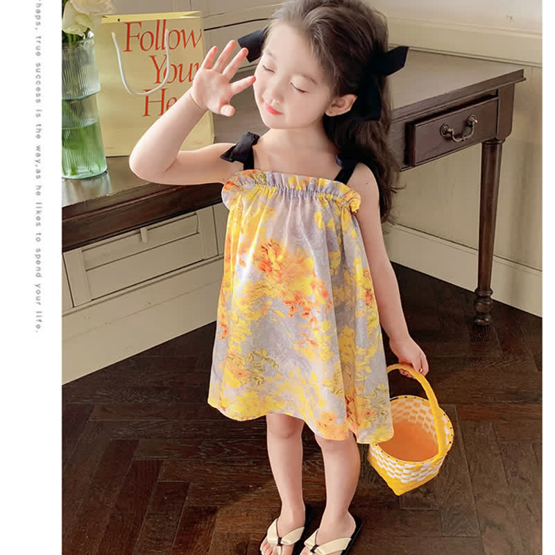 Toddler Girl Flower Camisole Loose Dress