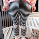 Toddler Girl Striped Patch Bear Leggings