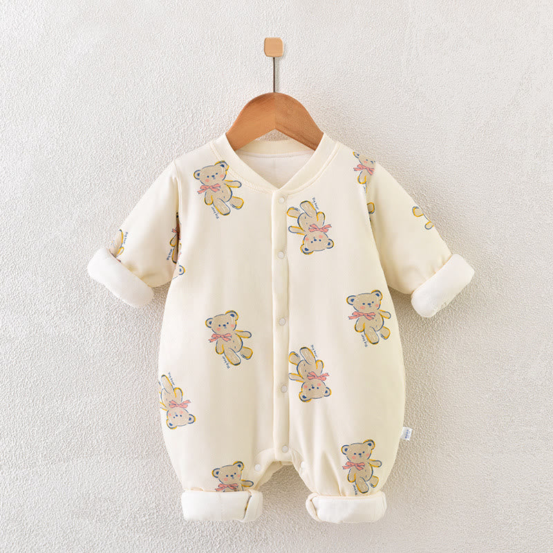 Baby Bow Bear Fleece Lined Romper
